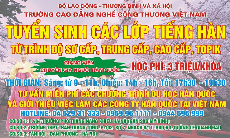 Tuyển Sinh Các Lớp Tiếng Hàn