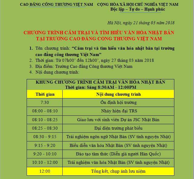 chuong trinh giao luu nhat